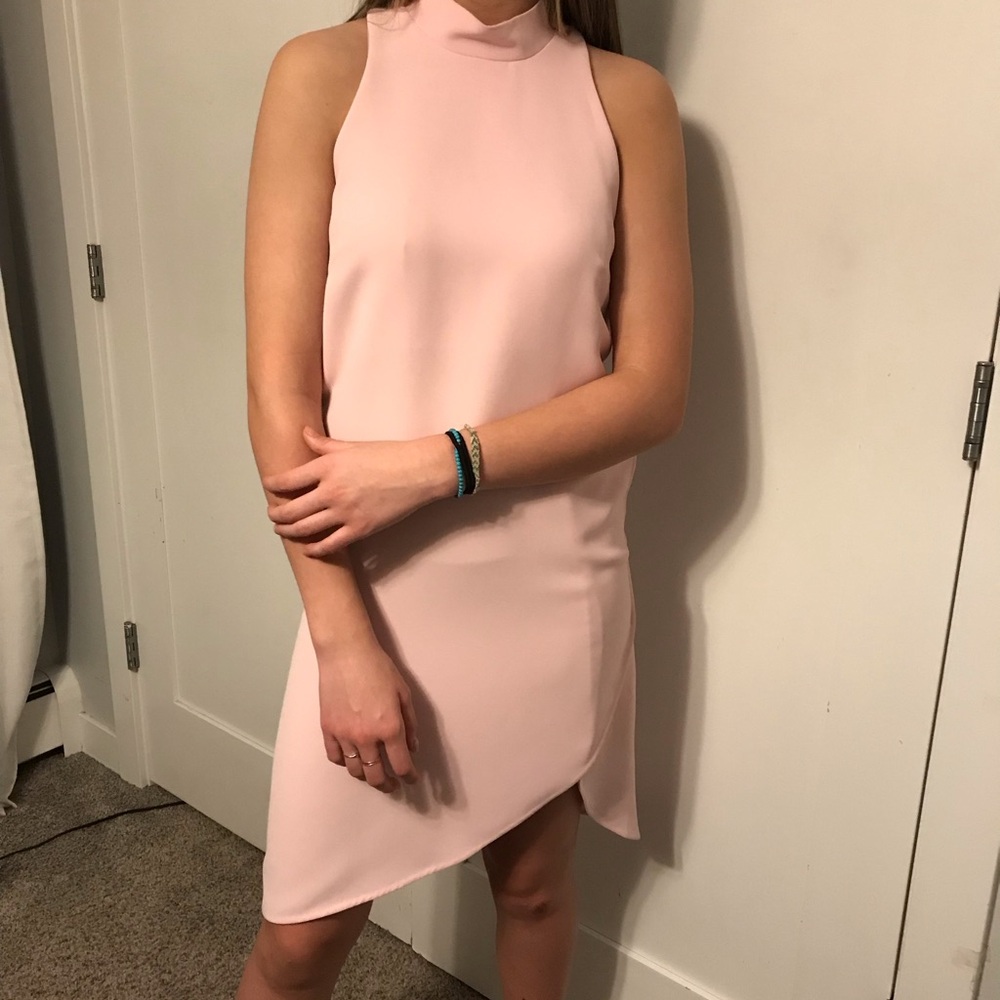 Soft pink Nanushka halter mini dress